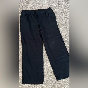 Black drawstring linen pants